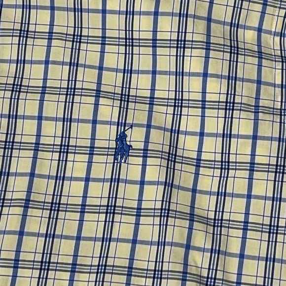 Polo Ralph Lauren Shirt Plaid Long Sleeve Button Down Yellow Shirt Mens - Picture 6 of 6
